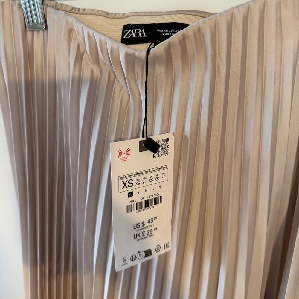NWT Zara Gold Pleated Midi Skirt - Picture 3 of 5